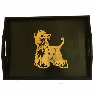 Afghan Hound Wood Serving Tray With Vinyl Applique 15 " X 11 "