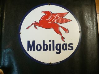 Vintage Flying Pegasus Mobilgas Porcelain Sign Gasoline Advertising