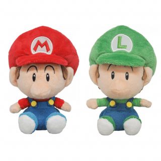 Set Of 2 Little Buddy Mario All Star 6 " - Baby Mario & Baby Luigi Plush