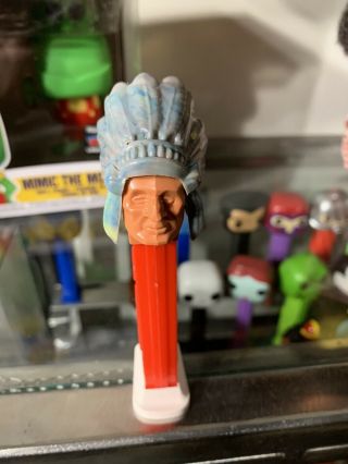 Pez Vintage No Feet Indian With Marbled Head Dress