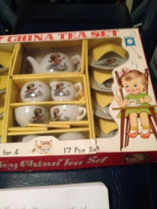Vintage Childs Toy Tea Set Porcelain Orig Box