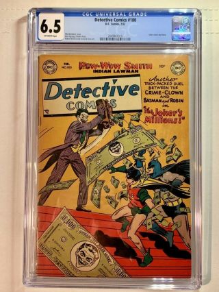 Detective Comics 180 (dc,  Feb 1952,  Batman,  Joker Cover,  Cgc 6.  5 Fn, )
