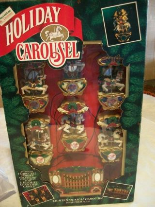 Mr Christmas Holiday Carousel 6 Carousel Horses Play 21 Christmas Carols Mib