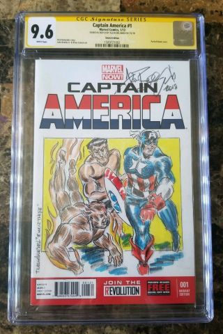 Captain America 1 (2013) Cgc 9.  6 Ss - Signed And Sketched By Allen Bellman 2013