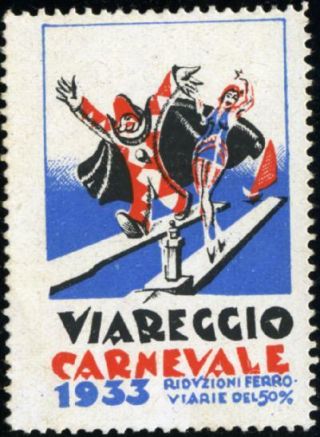Carnival - Viareggio Italy - Fabulous And Artistic Old Poster Stamp,  1930 