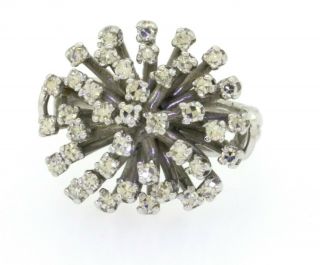 Vintage Heavy 14k White Gold 1.  24ct Vs2/g Diamond Cluster Cocktail Ring Size 6
