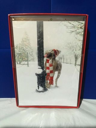 Weimaraner Merwwy Chwithmuth Merry Christmas Cards Box Of 14 Dog Stuck On Pole