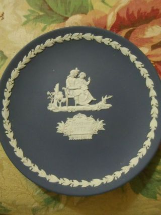 Wedgwood Jasperware 6 1/2 " Rich Blue Plate,  Mother 1975,  From England/hallmarked