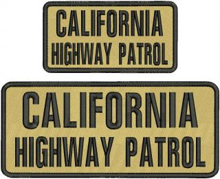 California Highway Patrol Embroidery Patch 4x10 & 3x6 Hook On Tan/blk
