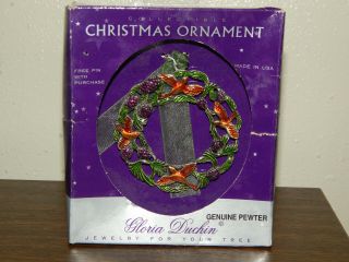 Gloria Duchin Pewter And Enamel Christmas Wreath Ornament.  Jewelry For Your Tree