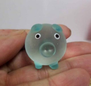 Cutie Mother Pig With 3 Baby Piggy Sanded Glass Display Figure Set Light Blue 3