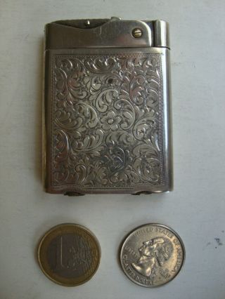 Vintage Large Solid Sterling Silver Automatic Wifeu Cigarette Lighter Briquet
