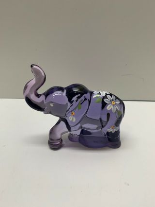 Fenton Glass Purple Elephant By Lenox Hand Painted,  Signed By Artist