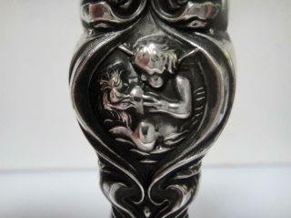 Antique Sterling Silver Art Nouveau Wax Seal By Unger Bros.  With Cherub Kissing