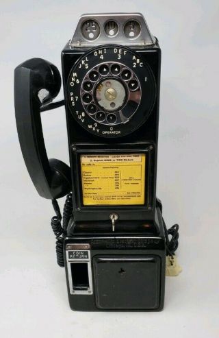 Vintage Automatic Electric Company Rotary Telephone 3 Slot Payphone 96e10 Retro