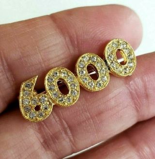 Vintage 6000 Mary Kay Clear Rhinestone Gold Tone Pin Sales Award Signed