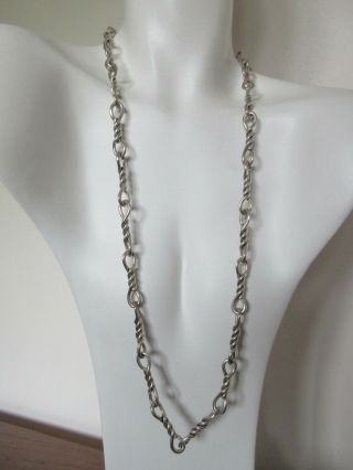 Vintage Sterling Silver Mexico Tane Heavy Twisted Link Necklace 130 Grams