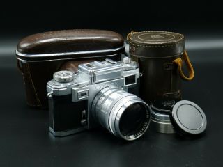 Fine Vintage Contax Iiia Rangefinder Camera And Nikon 8.  5cm 1:2 Lens.