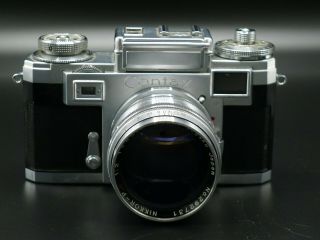 Fine Vintage Contax IIIA Rangefinder Camera and Nikon 8.  5cm 1:2 lens. 2