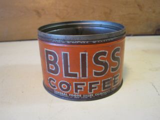 Vintage Bliss Coffee Tin Can Advertising One Pound Coffee Tin Litho B1466