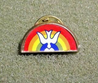 Rainbow With Downward Flying Dove Lapel Pin God 