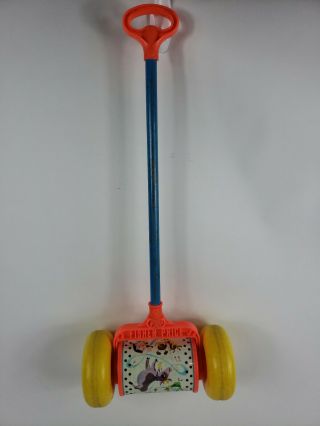 1963 Fisher Price Melody Chime Roller Push Toy W/wooden Handle 757