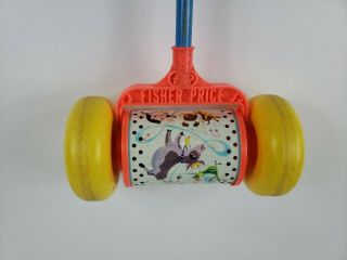 1963 Fisher Price Melody Chime Roller Push Toy w/Wooden Handle 757 2