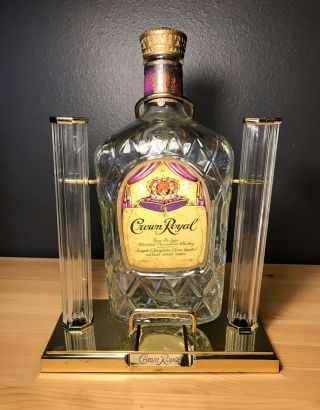Vintage 1970s Crown Royal Whisky Bottle Holder Swinging Cradle Dispenser Display
