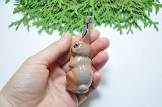 Rare Rabbit Bunny Vintage Russian USSR Glass Christmas Ornament Decor 2