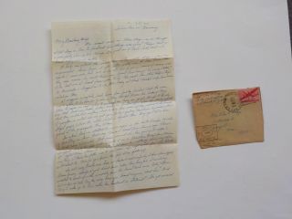 Wwii Letter 1944 Germany Office Of Field Director American Red Cross War Ww2