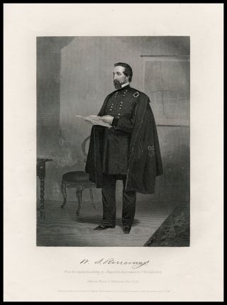General William Rosecrans 1864 Antique Engraved Historical Civil War Portrait