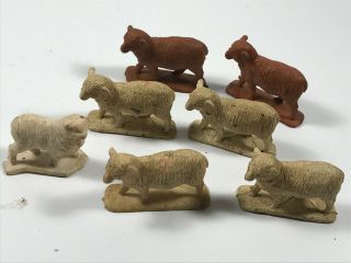 Vintage (7) Plastic Rubber Farm Animals Sheep Ewes