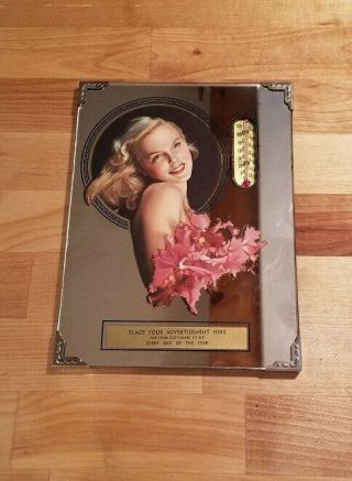 Vintage Pin Up Advertising Thermometer Mirror