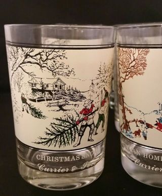 SET of 6 Vintage Arbys Currier and Ives Collector Series Winter Tumbler Glasses 3