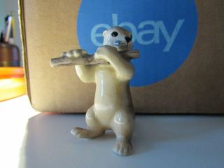 Northern Rose Miniature Porcelain Animal Musician Otter With Flute Mb014