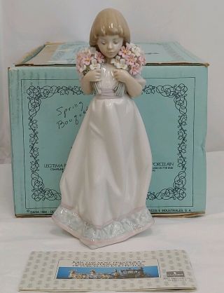 Lladro Collector Society 1987 Spring Bouquets Girl Gloss Figurine 7603 Boxed