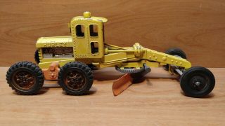 Vintage Hubley Road Grader Yellow Die Cast blade and Steer wheels 3