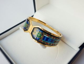 Authentic Michaela Frey Wille Clasp Bangle Bracelet Enamel Egyptian Vintage