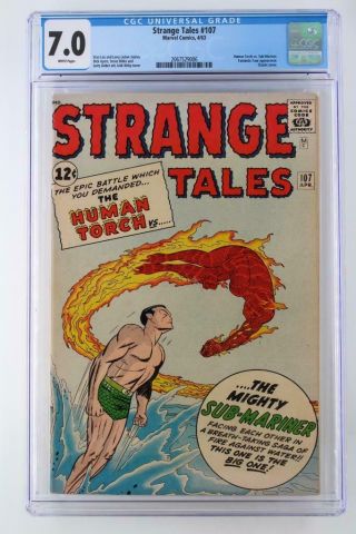 Strange Tales 107 - Cgc 7.  0 Fn/vf - Marvel 1963 - Human Torch Vs Sub - Mariner