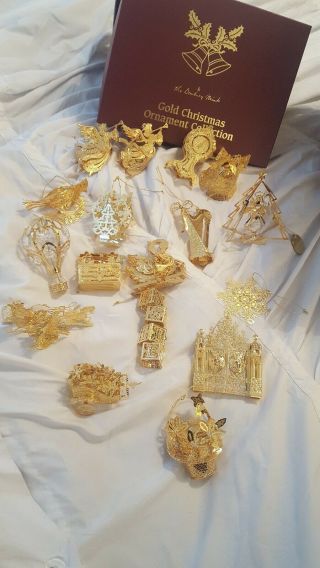 Set Of 14 Danbury 1999 Gold Christmas Ornaments Plus Extra