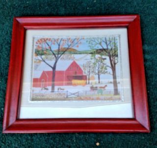 Vintage Framed 10 " X 11 " Print The First Snow Of Winter By Harry E.  Long 1974
