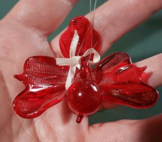 Hand Blown Glass Red Bird Flying Christmas Ornament