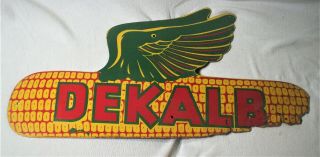 Vintage Dekalb Flying Corn Seed Sign 30 " X 14 " Pressboard One Sided And