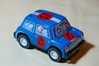 Vintage Tin Toy Sanko Friction 3 " Blue Mini Cooper S Car Made In Japan