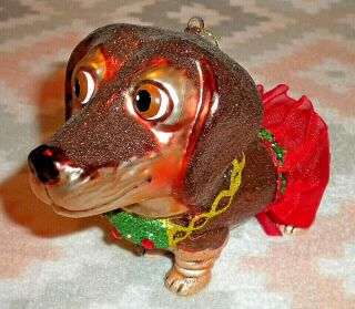Dachshund Christmas Tree Ornament Wiener Dog Tutu Skirt Glitter