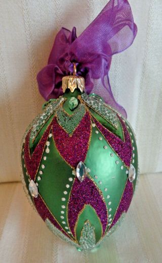 Large Glass Egg Christmas Ornament