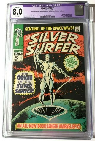 Silver Surfer 1 Cgc 8.  0 Restored (white) Marvel 1968 Silver Age Key Issue Nr