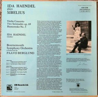 EMI ASD 3199 - Sibelius Violin Concerto,  Ida Haendel,  Paavo Berglund 3