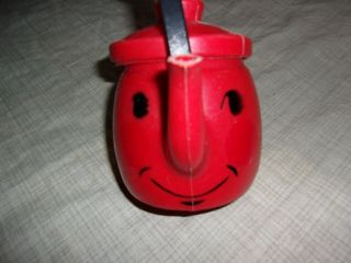 Vintage Tanda Toy Tea Pot Smiling Happy Face England Red With Lid