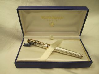 Waterman L Etalon Sterling Silver Fountain Pen $750 Retail.  Med Nib